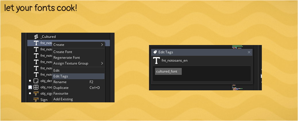 Right click your font and select Edit Tags and add cultured_font to force GM to cook your fonts.