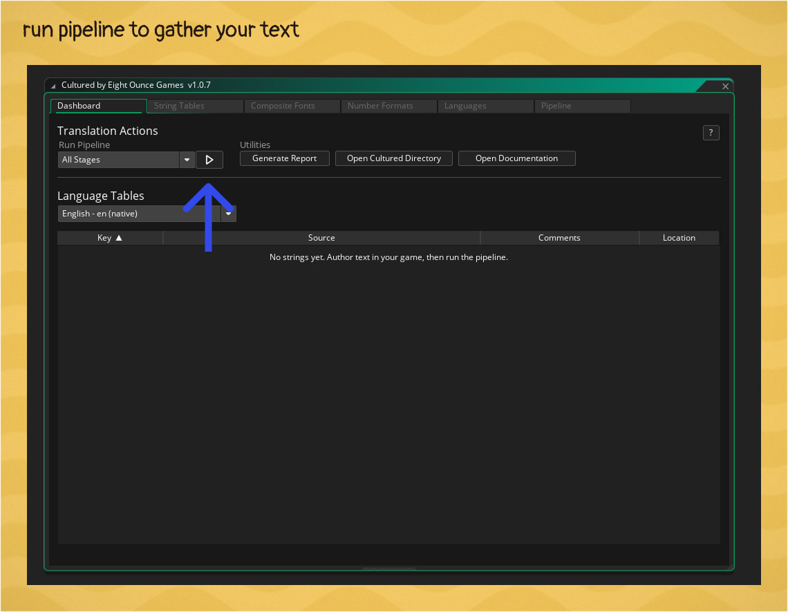 Run the pipeline to gather your text